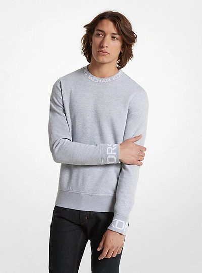 Michael Kors Logo Tape Cotton Blend Sweater In Grey