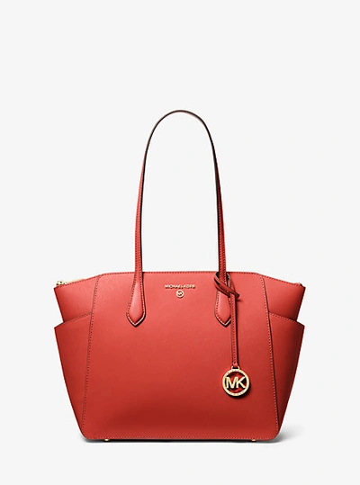 Michael Kors Marilyn Medium Saffiano Leather Tote Bag In Pink