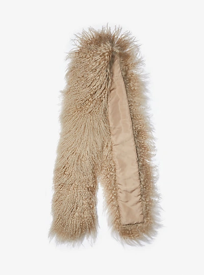 Michael Kors Dyed Mongolian Shearling Scarf In Brown