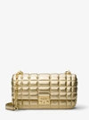 Michael Kors Tribeca Large Metallic Quilted Leather Shoulder Bag In Gold