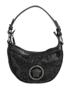 Versace Mini Crystal Top Handle Bag In Black Ruthenium