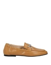 Tod's Woman Loafers Camel Size 8 Soft Leather In Beige