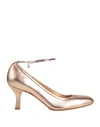 Casadei Woman Pumps Rose Gold Size 11 Leather