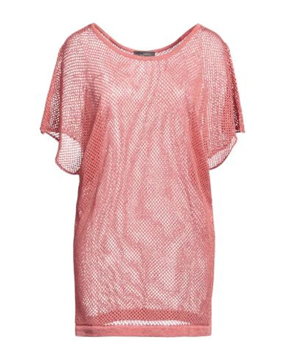Soallure Woman Sweater Salmon Pink Size S Viscose, Polyamide, Polyester