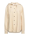 Jil Sander Woman Shirt Ivory Size 10 Cotton, Linen, Silk In White