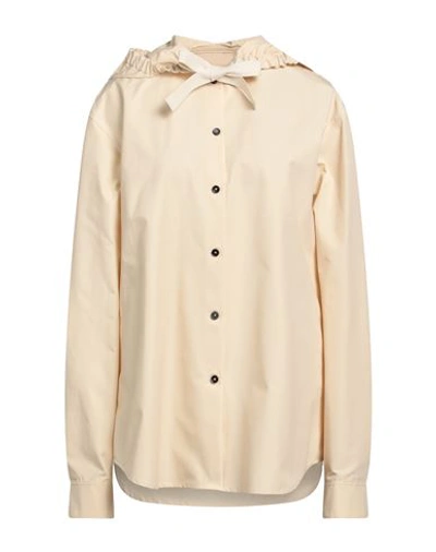 Jil Sander Woman Shirt Ivory Size 10 Cotton, Linen, Silk In White