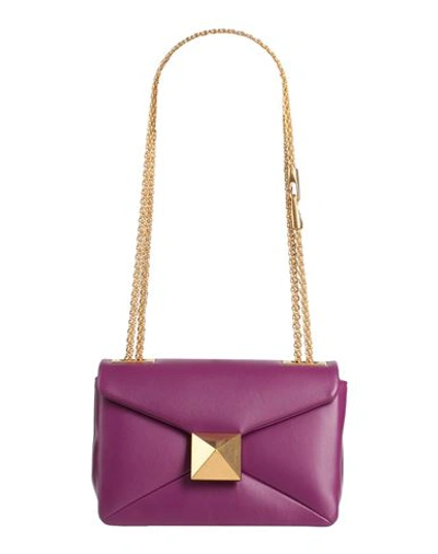 Valentino Garavani Woman Shoulder Bag Purple Size - Soft Leather