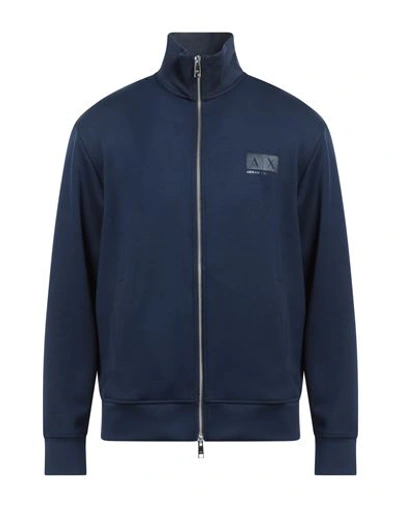 Armani Exchange Man Sweatshirt Midnight Blue Size M Modal, Polyester, Elastane