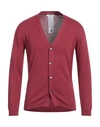 Bellwood Man Cardigan Garnet Size 44 Cotton In Red