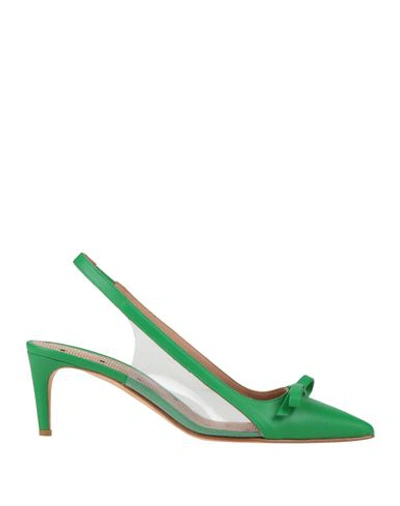 Redv 60mm Slingback Leather Pumps In Green