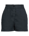 Aspesi Woman Shorts & Bermuda Shorts Midnight Blue Size 6 Linen