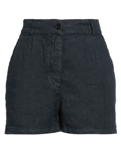 Aspesi Woman Shorts & Bermuda Shorts Midnight Blue Size 6 Linen In Blue