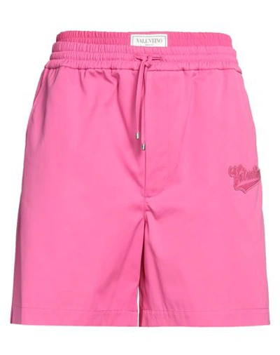 Valentino Garavani Man Shorts & Bermuda Shorts Fuchsia Size 34 Cotton, Polyester, Polyamide In Pink
