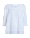 European Culture Woman T-shirt White Size L Cotton, Ramie