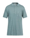 Crossley Man Polo Shirt Sage Green Size Xxl Linen, Elastane