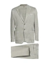 Santaniello Man Suit Sage Green Size 40 Linen, Cotton, Elastane