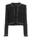Versace Wool Blend Lurex Tweed Check Crop Jacket In Black