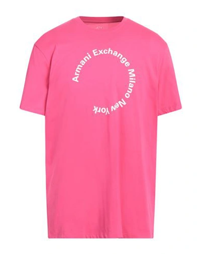 Armani Exchange Man T-shirt Fuchsia Size Xl Cotton In Pink
