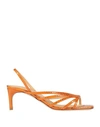 Giannico Woman Sandals Orange Size 11 Leather