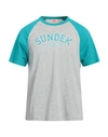 Sundek Man T-shirt Turquoise Size L Cotton In Blue
