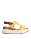 Sofia Mare Woman Sandals Ocher Size 7 Leather In Yellow