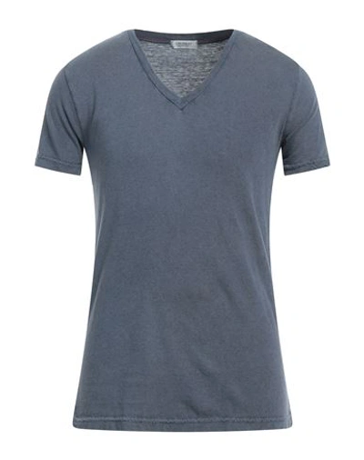 Crossley Man T-shirt Slate Blue Size L Cotton, Cashmere