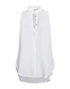 Dondup Woman Top White Size 6 Acetate, Silk