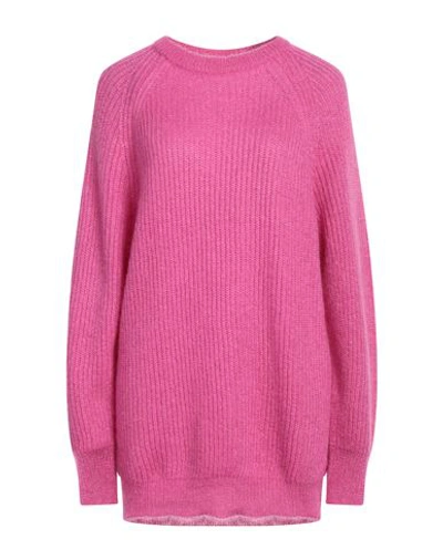 Max Mara Woman Sweater Magenta Size L Mohair Wool, Polyamide, Wool