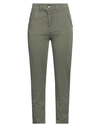 Vicolo Woman Pants Military Green Size Xs Cotton, Elastane
