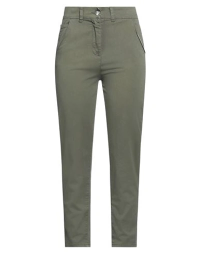 Vicolo Woman Pants Military Green Size L Cotton, Elastane