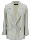 FEDERICA TOSI SILVER SINGLE-BREASTED JACKET WITH A SINGLE BUTTON IN COTTON BLEND MAN