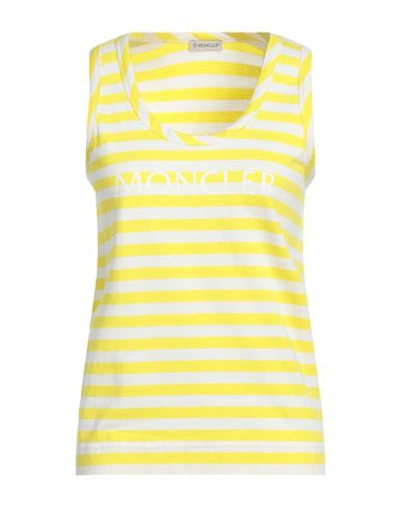 Moncler Striped Logo-print Tank Top In White,yellow