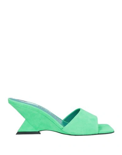 Attico The  Woman Sandals Light Green Size 8 Soft Leather In Green