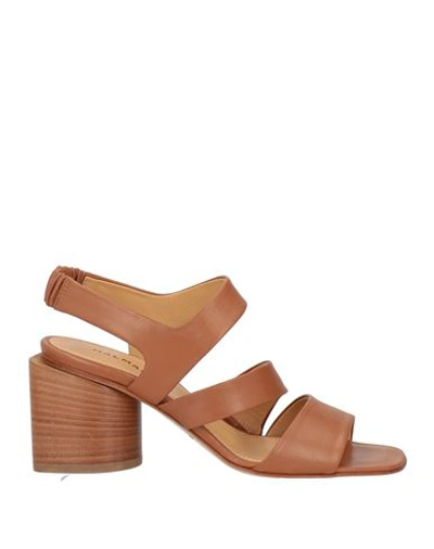 Halmanera Woman Sandals Camel Size 6 Soft Leather In Brown