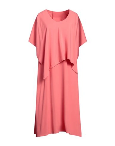 Liviana Conti Woman Maxi Dress Coral Size 8 Cotton, Polyamide, Elastane In Red
