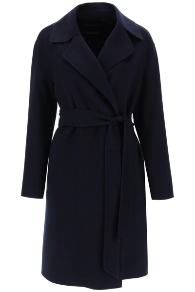 Max Mara Totem Wrap Coat In Blue