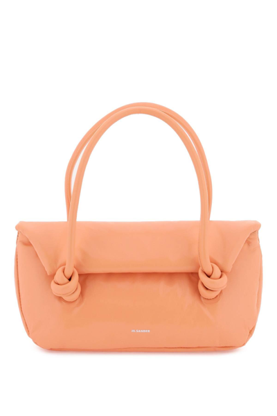 Jil Sander Patent Leather Small Shoulder Bag In Pink,orange