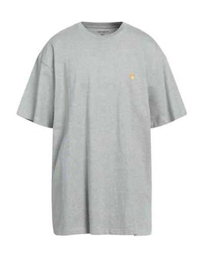 Carhartt Man T-shirt Grey Size Xxl Cotton In Grey
