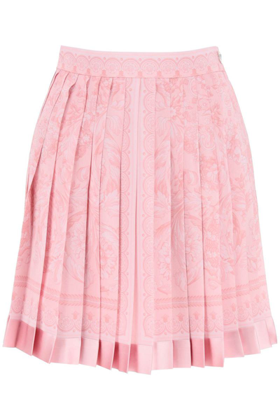 Versace Barocco Pleated Mini Skirt In Multicolor