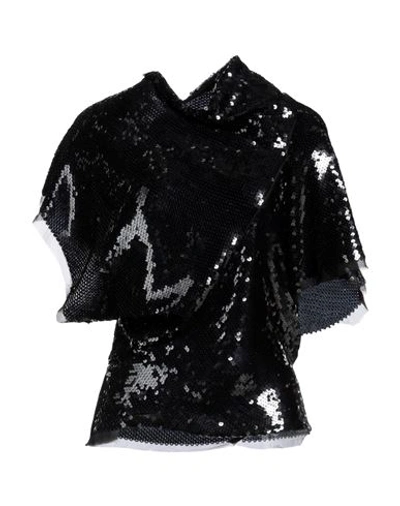 Rick Owens Woman Top Black Size 4 Silk, Polyester