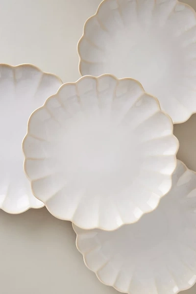 Anthropologie Beatriz Scalloped Dinner Plates, Set Of 4 In White