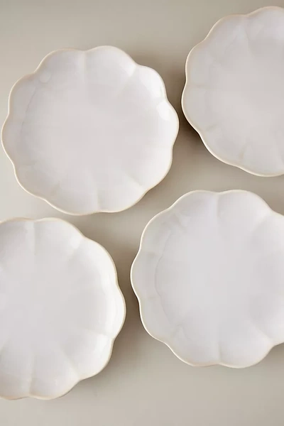 Anthropologie Beatriz Scalloped Side Plates, Set Of 4 In White