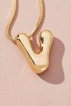 By Anthropologie Gold-plated Bubble Letter Monogram Necklace In Multicolor