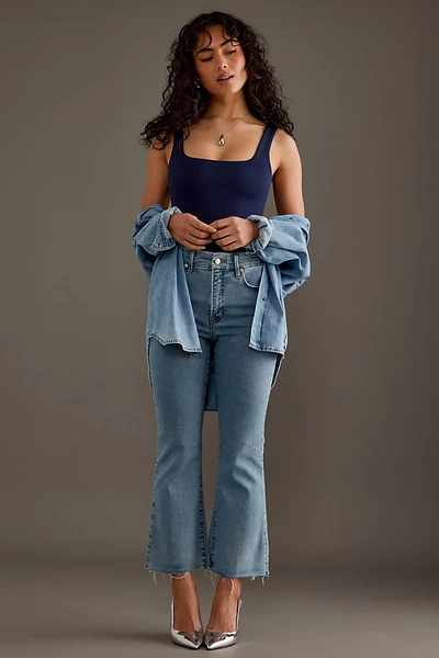 Good American Good Legs Cropped Mini Bootcut Jeans In Blue