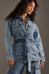 Good American Womens Indigo Uniform Belted Cotton-blend Jacket In Blue