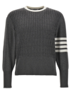 THOM BROWNE PLACED BABY CABLE SWEATER, CARDIGANS GRAY