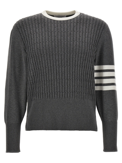 Thom Browne Placed Baby Cable Sweater, Cardigans Gray
