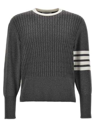 Thom Browne Grey Placed Baby Cable Sweater In Gray