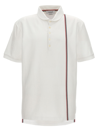 Thom Browne Rwb Stripe Polo Shirt In White