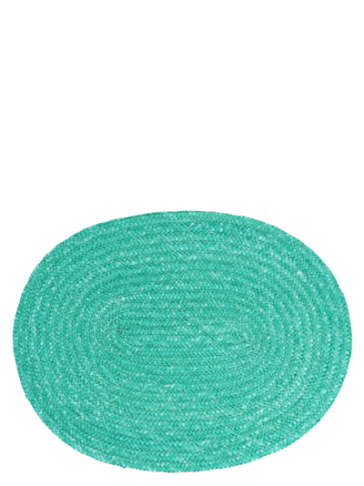 Cabana Woven Raffia Underplate Kitchen Linen Green In Blue